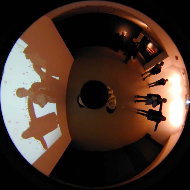 Luc Courchesne, 01/01/20 - 2 (Pittsburg), still photograph from the Panoscopic Journal, 2000-2002, archival digital print and rotational device mounted under glass, 25 cm diam. edition of 6