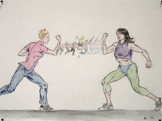 Drue Langlois, Tattoo battle drawing, 2006, aquarelle sur papier, 23 x 30.5 cm, collection privée