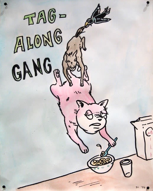 Drue Langlois, Tag Along Gang, 2006, aquarelle sur papier, 28 x 21.5 cm
