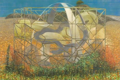 Daniel Dove, Reconstruction of Renovation, 2007, Oil on canvas, 40 x 60 inches