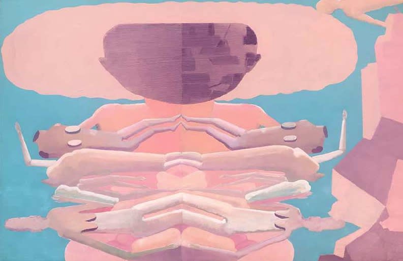 Turan Aksoy Dissymmetrical 2019 acrylic and oil on wood 45 x 90 cm