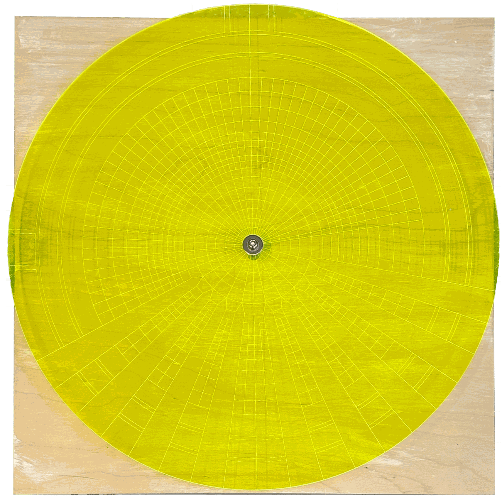 Jyll Bradley Opening the Air 2024 Etched ﬂuorescent live-edge plexiglass, ash wood 40 x 40 cm