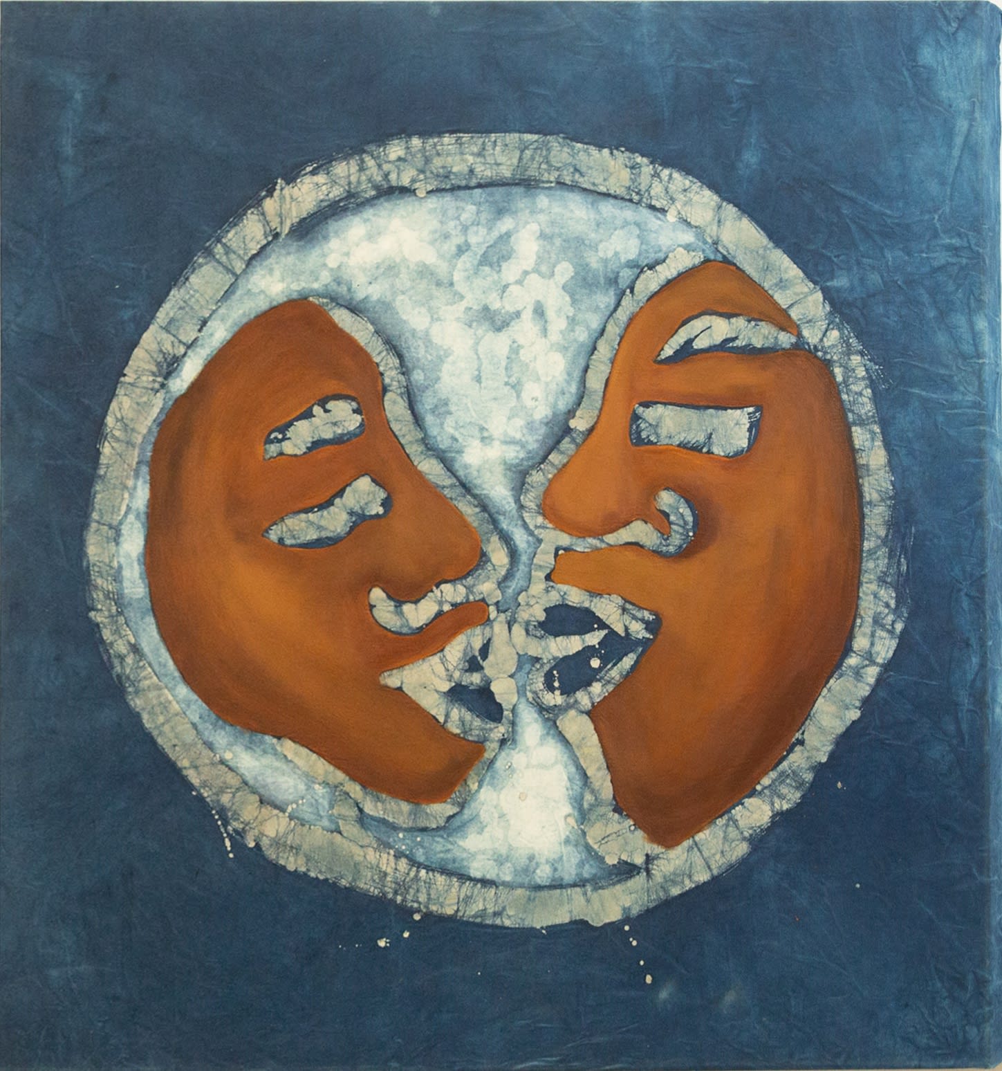 Sola Olulode Moonlight I 2021 Indigo, batik and oil on canvas 122 x 122 cm