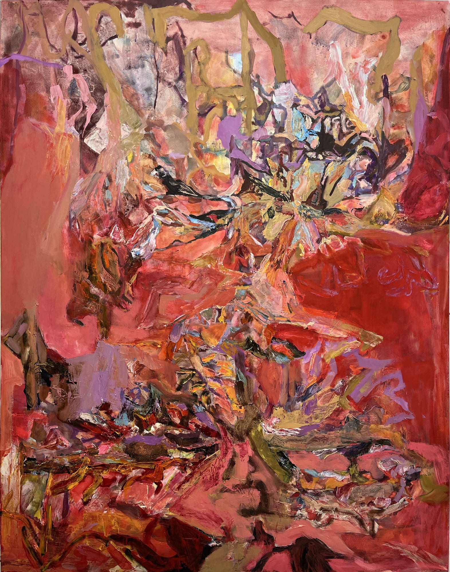 Francesca Mollett Two Thistles 2021 Oil and acrylic on calico 200 x 150 cm