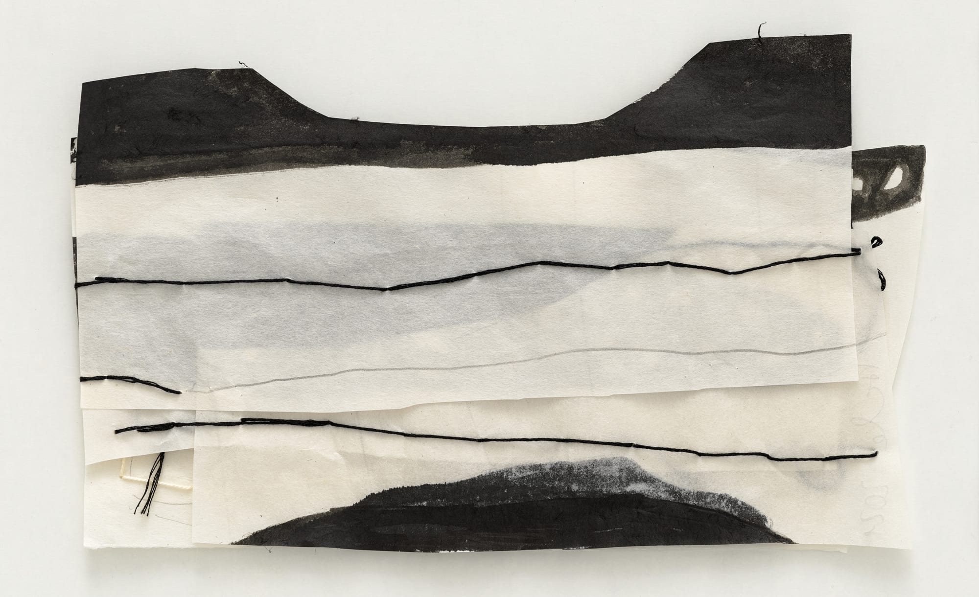 Susan Hefuna Landscapes 2021 Paper, Ink, Stitching 20 x 33 cm