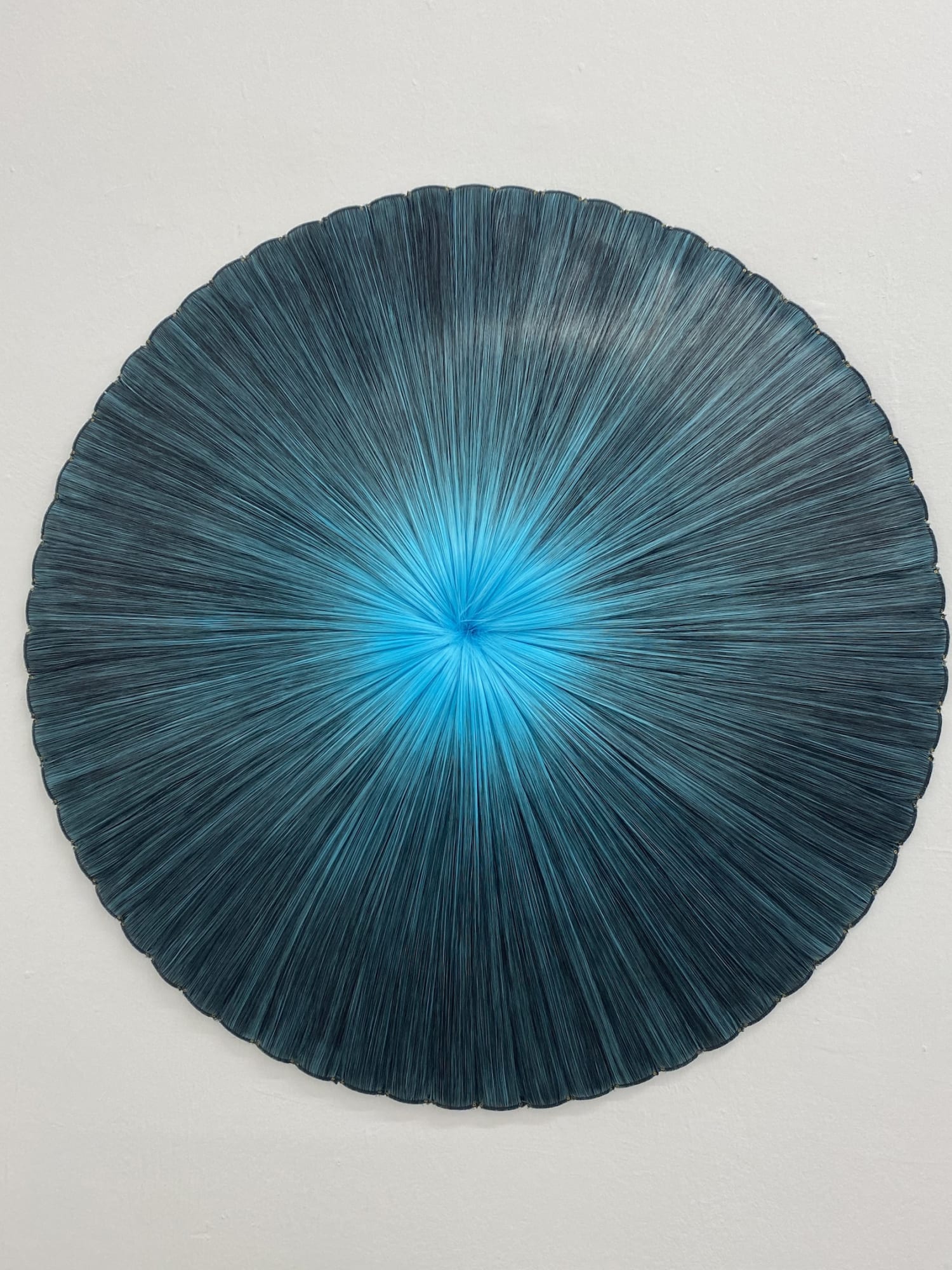 Gabriele Beveridge Orbit (IV) 2022 Synthetic hair extensions, fibreglass, satin varnish 70 x 70 x 15 cm