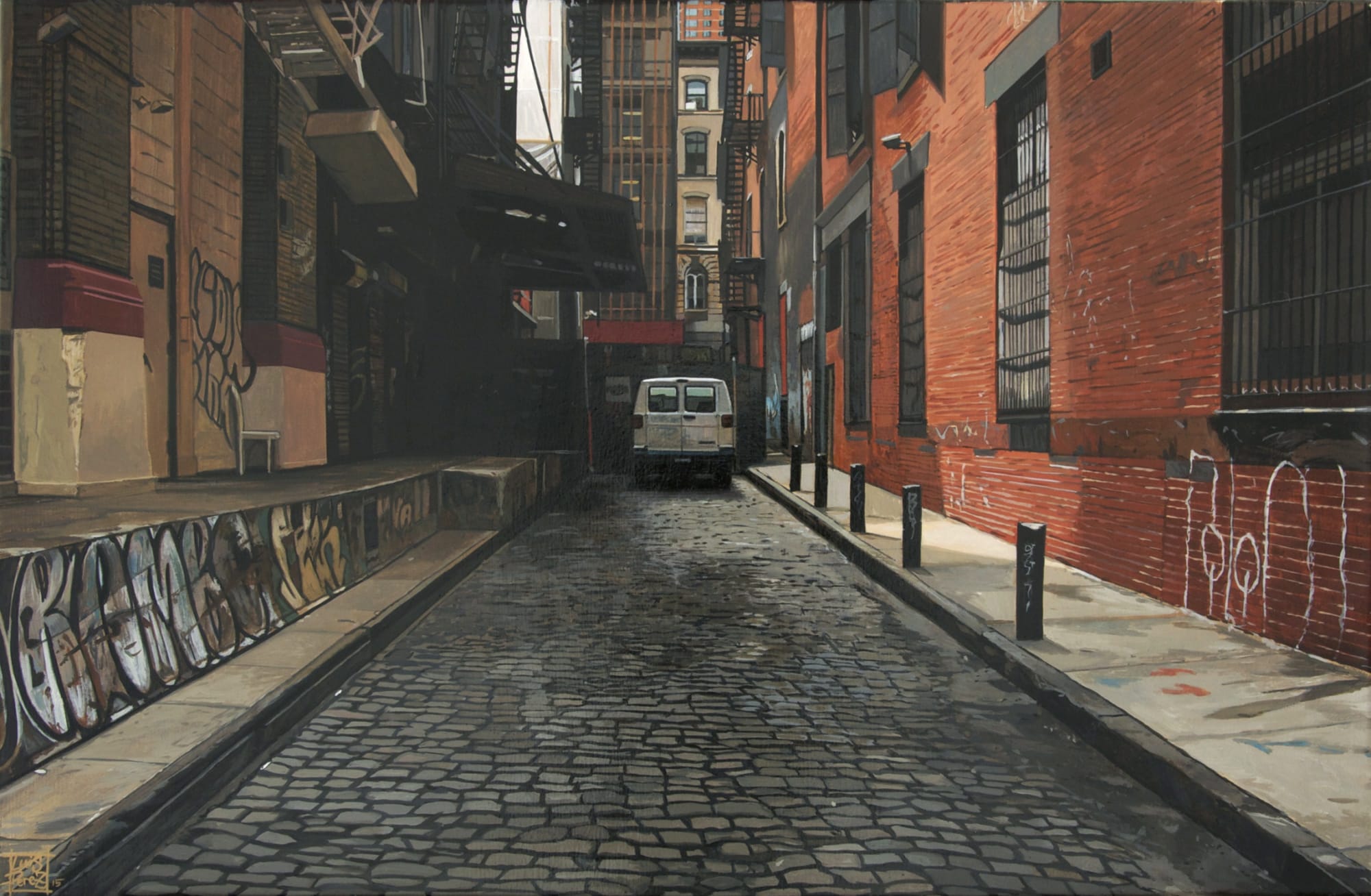 "Alley/Van" Acrylic on Canvas 30 x 46 cm