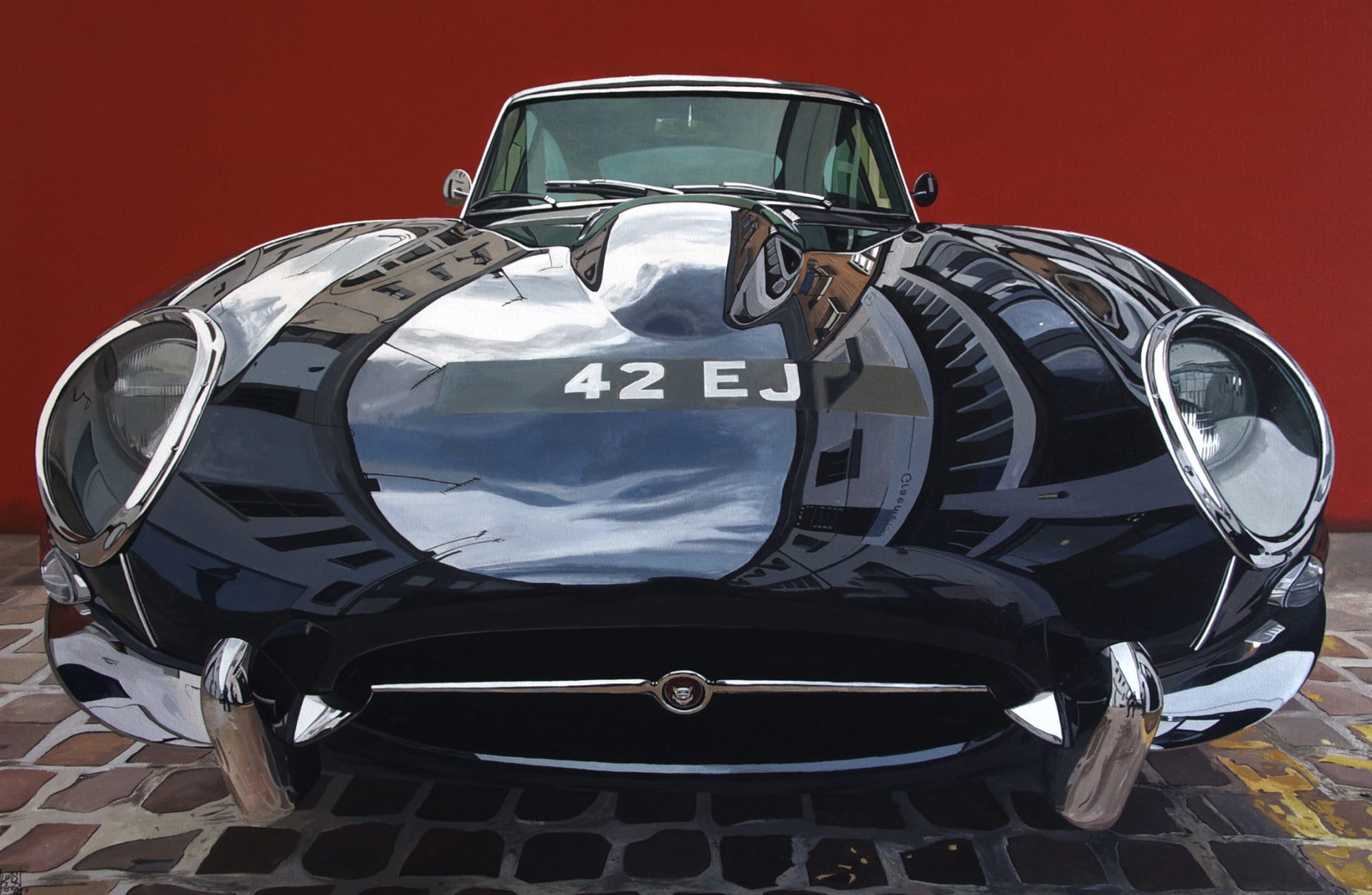 "Jaguar E-Type" Acry;ic on canvas 65 x 92 cm