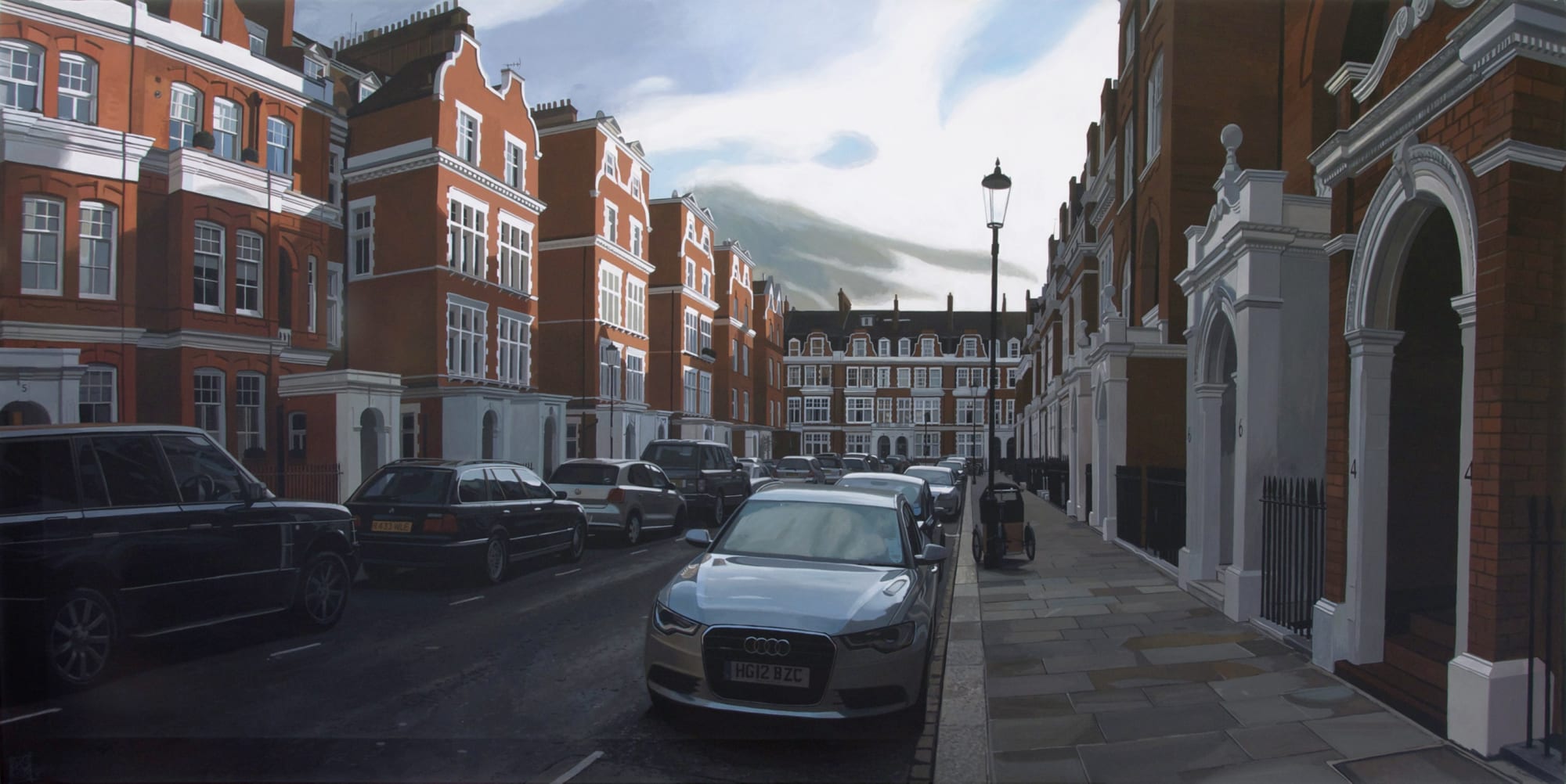 "Evelyn Gardens, Sunset" Acrylic on canvas 70 x 140 cm