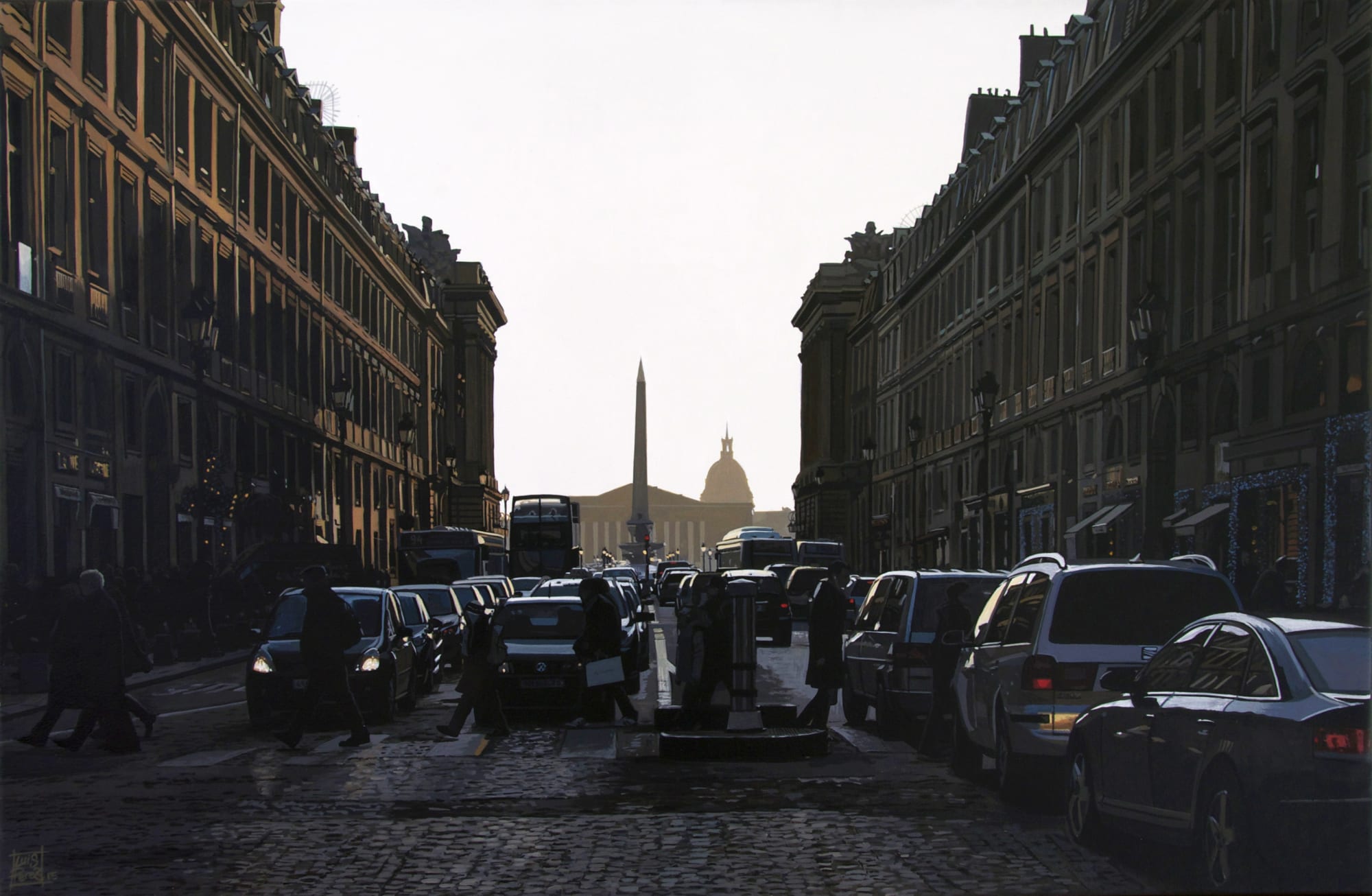 "La Concorde, Rush Hour" Acrylic on canvas 30 x 46 cm