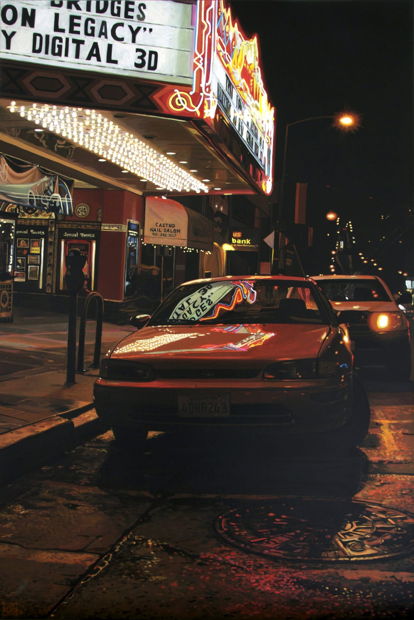 "Neon Lights, Rainy Evening" Acrylic on canvas 46 x 30 cm