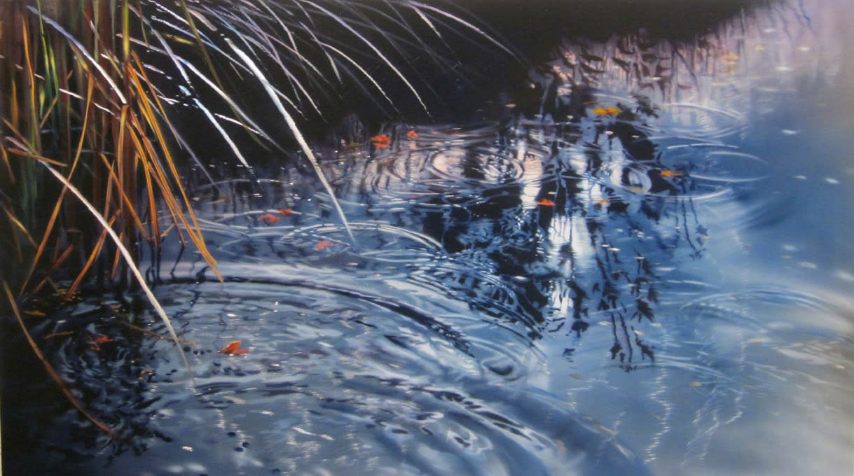 David Kessler "Surface Rings Shimmer" Acrylic and resin on abraded aluminum 61 x 107 cm