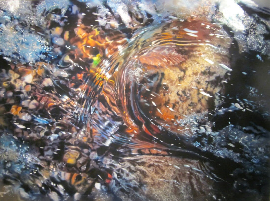 David Kessler "Transparent Cross Current" Acrylic and resin on abraded aluminum 91.5 x 122 cm