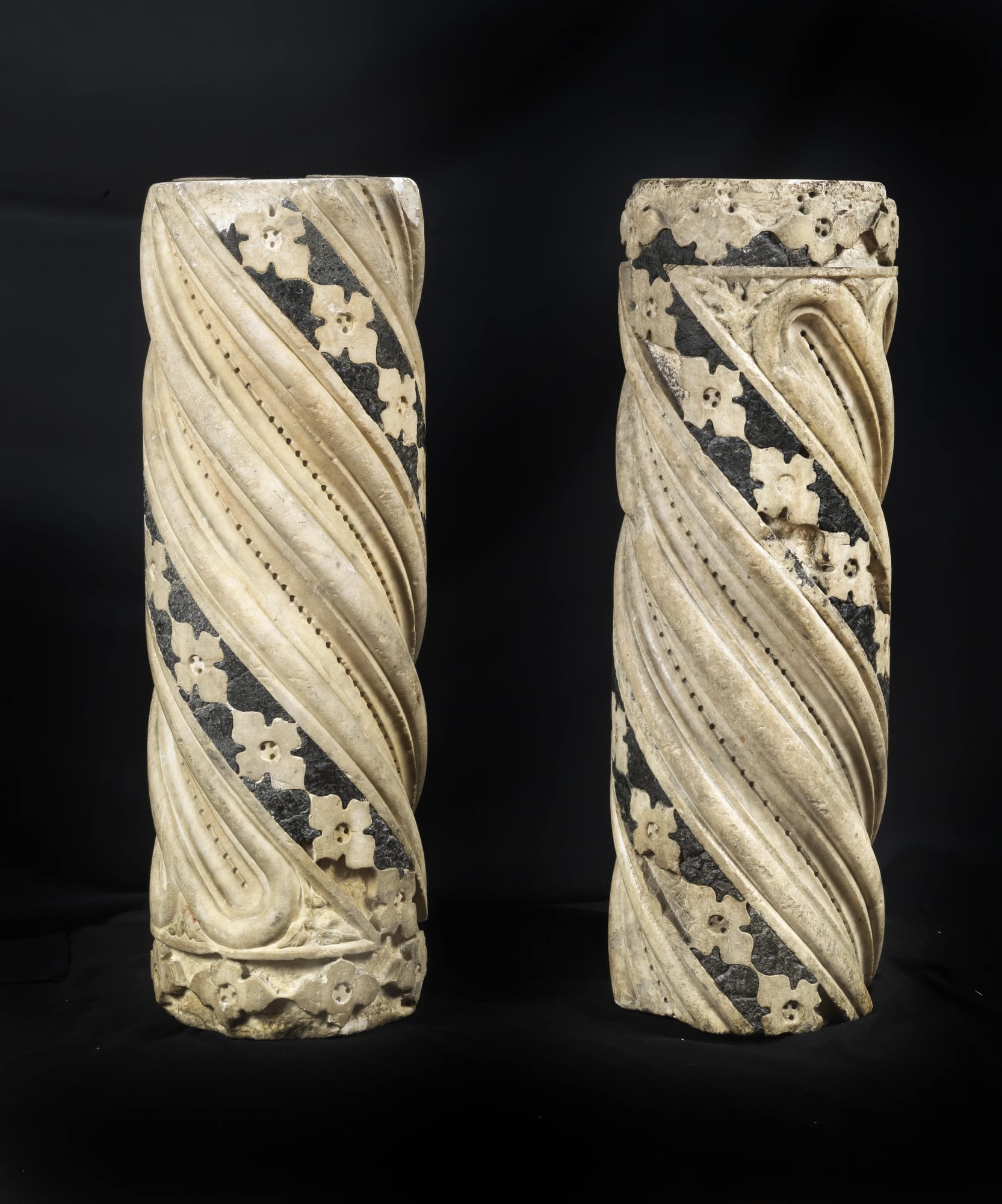 GIOVANNI D’AMBROGIO, PAIR OF SPIRAL-TWIST COLUMNS, ROME, 1382 – 1418