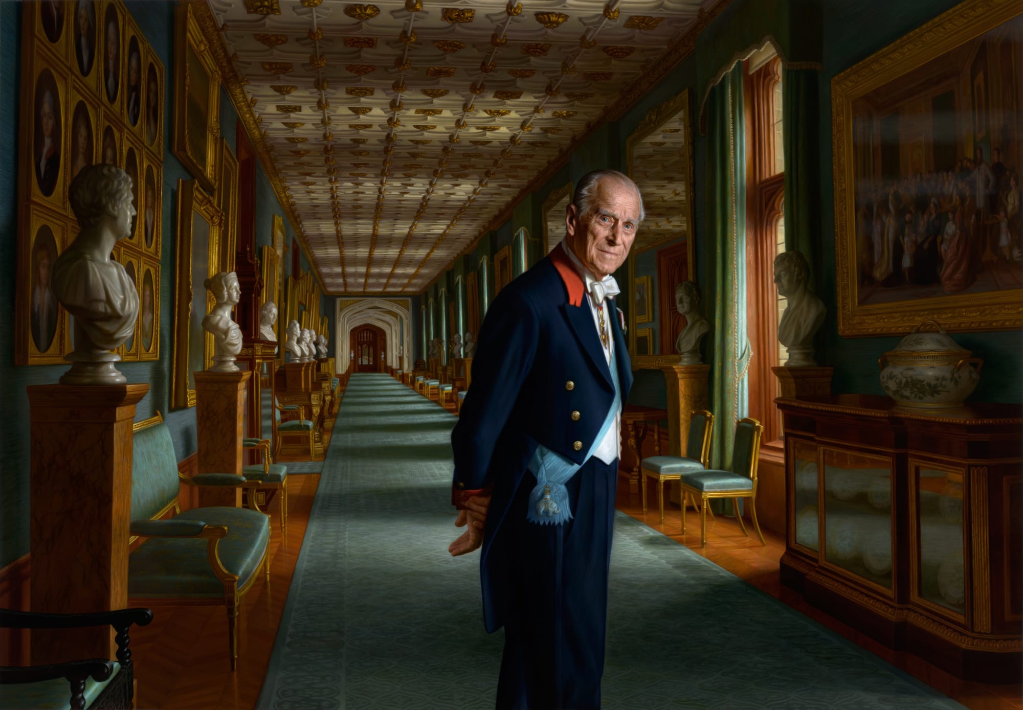 Portrait of HRH The Duke of Edinburgh 2017 Oil on canvas 160 x 230cm The Royal Collection