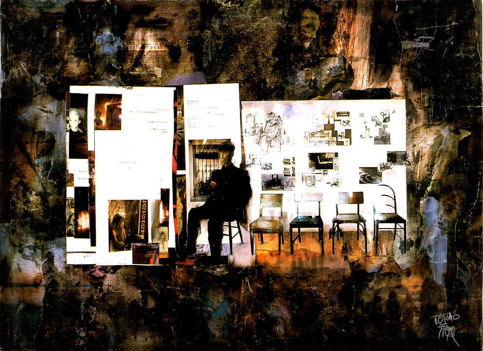 'Security', 1987, pencil, printing ink, collage on paper, 56 x 76 cm