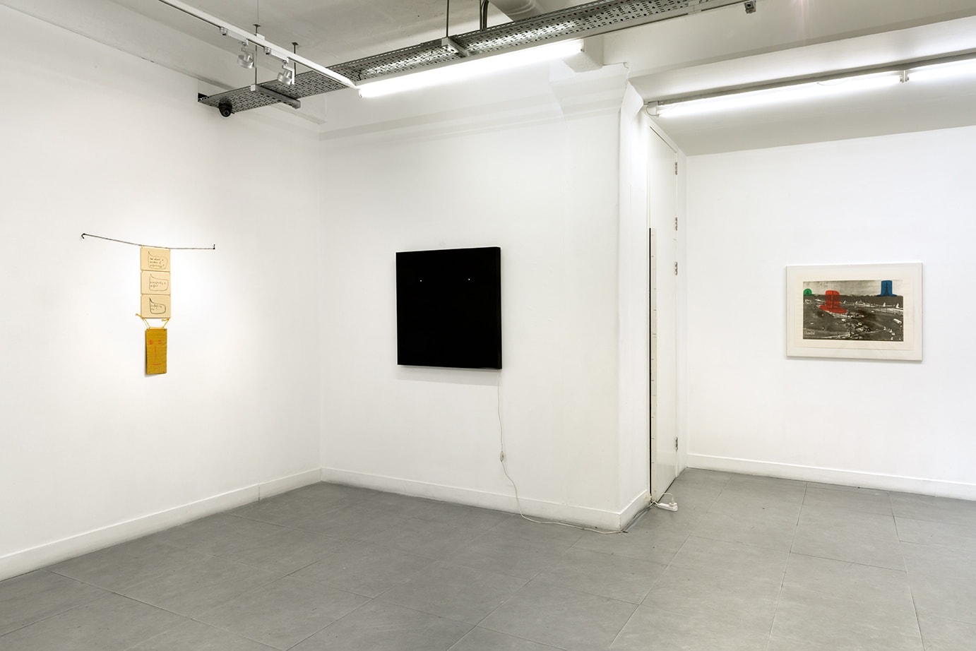 Installation view "Robert Filliou: Hony Soit Qui Mal Y Pense" at Richard Saltoun Gallery, London (5 Dec 2014 - 30 Jan 2015).