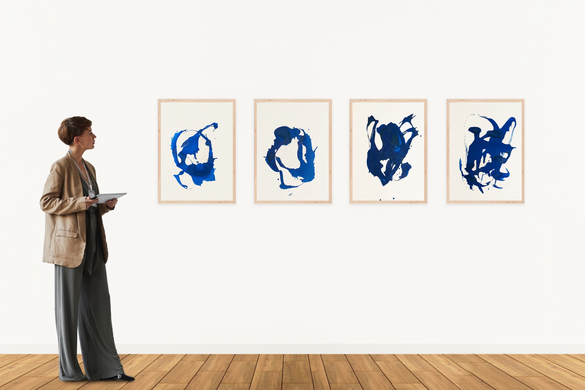 Clara Berta | Blue Configurations (Paper) Series | Groups of 4 Paintings