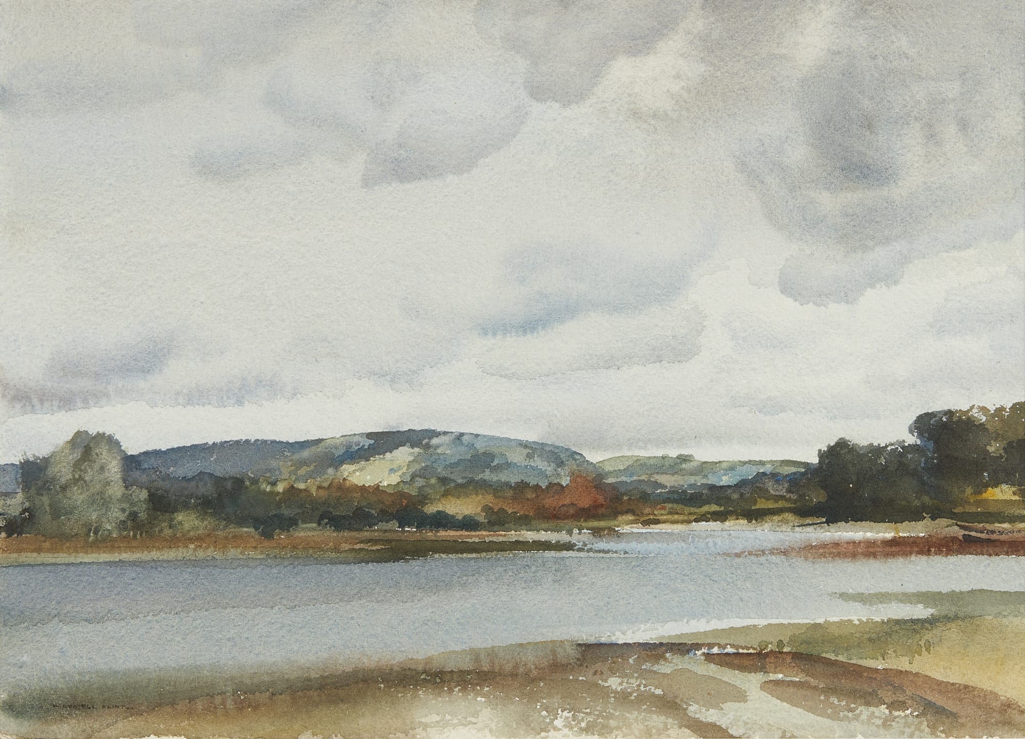 Sir William Russell Flint, RA, PRWS, The South Downs from Chichester Channel