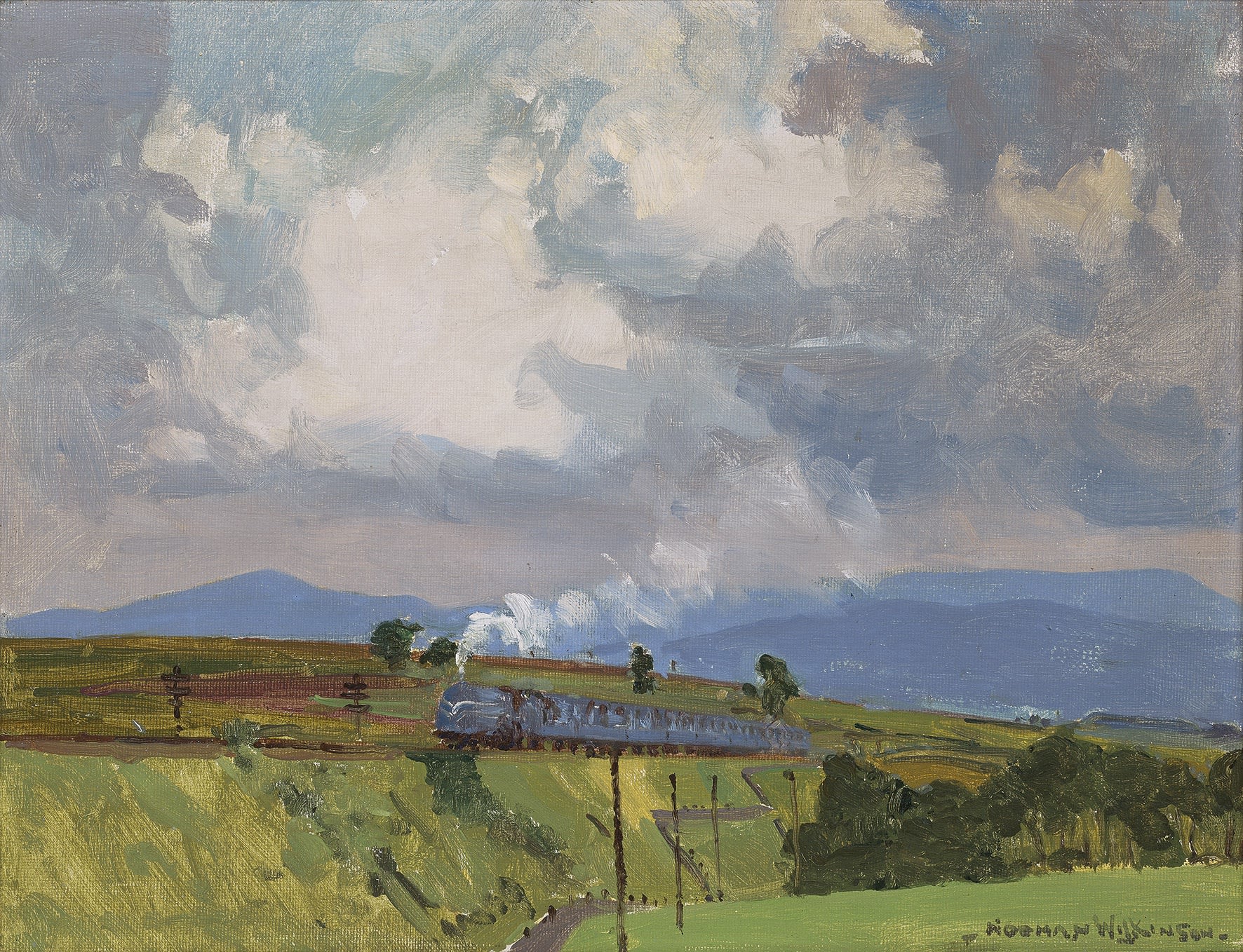 Norman Wilkinson, CBE, SMA, PRWS, RI, Study for the L.M.S. poster The ‘Coronation Scot’ Ascending Shap Fell, Cumbria, 1937