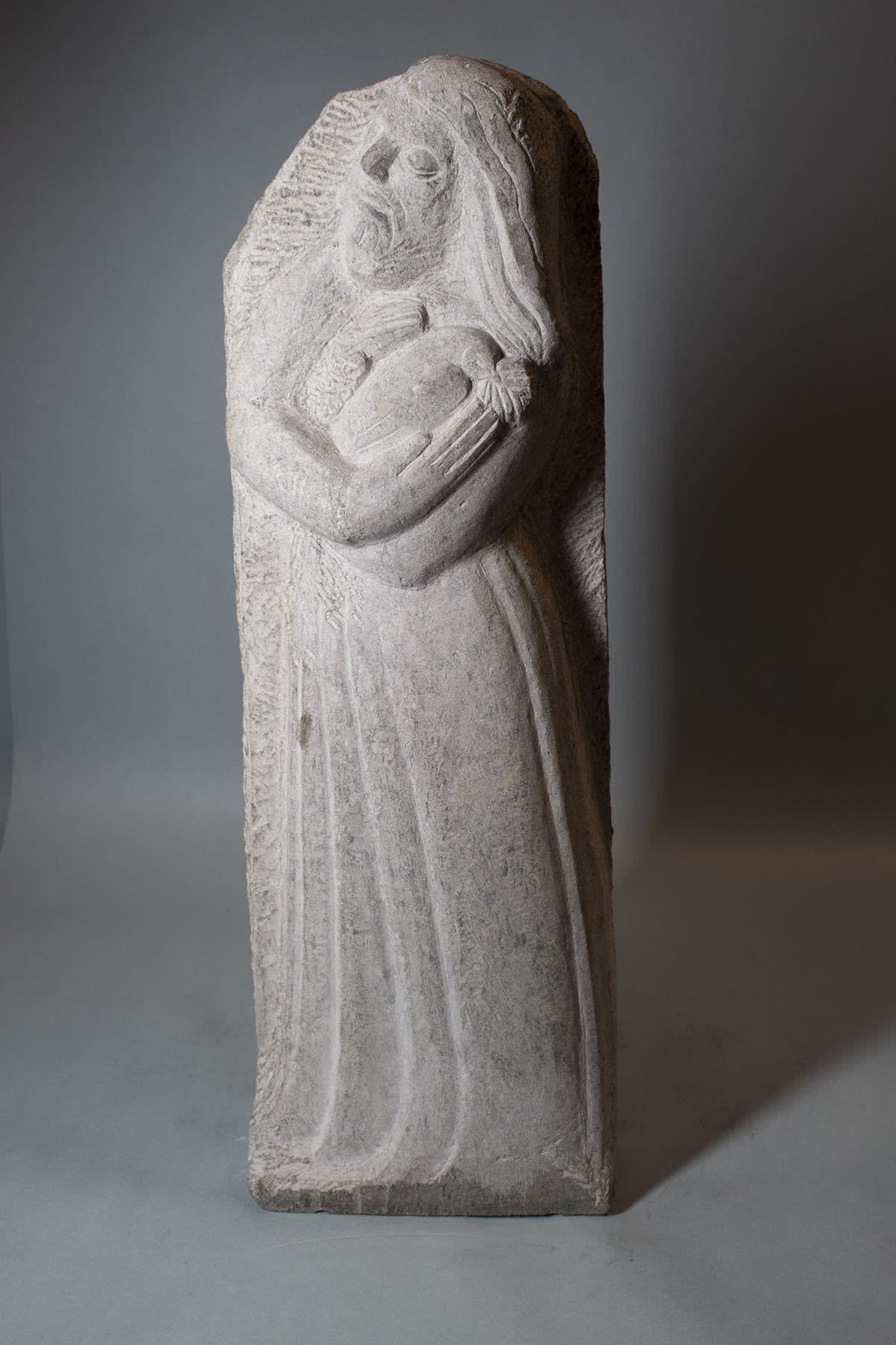 Elizabeth Strachan Dempster (1909-1987), Noah (Standing Monk Holding a Dove) Stone, around 1930-39, 63.5 x 21.5 x 9.5cm Bequest of Elizabeth Strachan Dempster ARSA (1987) 2009.043