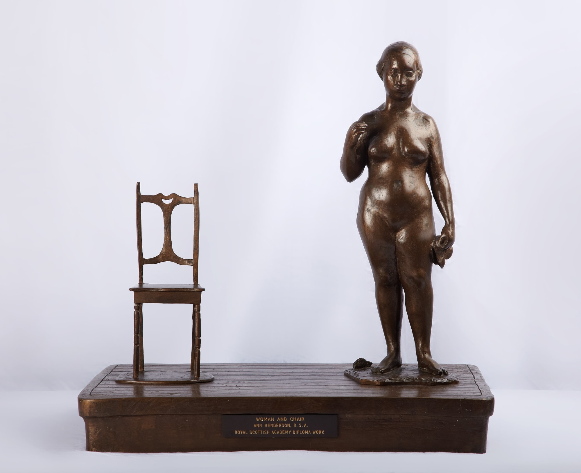 Ann Henderson RSA (1921-76), Woman and Chair Bronze, around 1976, 46.3 x 45.7 x 33.7cm RSA Diploma Collection (Deposited, 1976) 2004.058