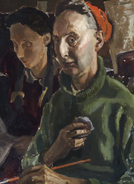 John Charles Lamont ARSA (1894-1948), Painter and Daughter Oil on board, around 1944, 64.0 x 47.5cm Thorburn Ross Memorial Fund Purchase ( 1944) 1993.085