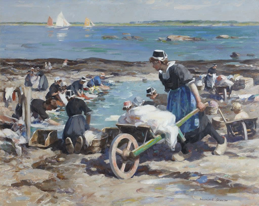 William Marshall Brown RSA (1863-1936) A Breton Washing Pool Oil on canvas, around 1927-30, 104.9 x 127.5cm RSA Diploma Collection (Deposited, 1930) 1996.002