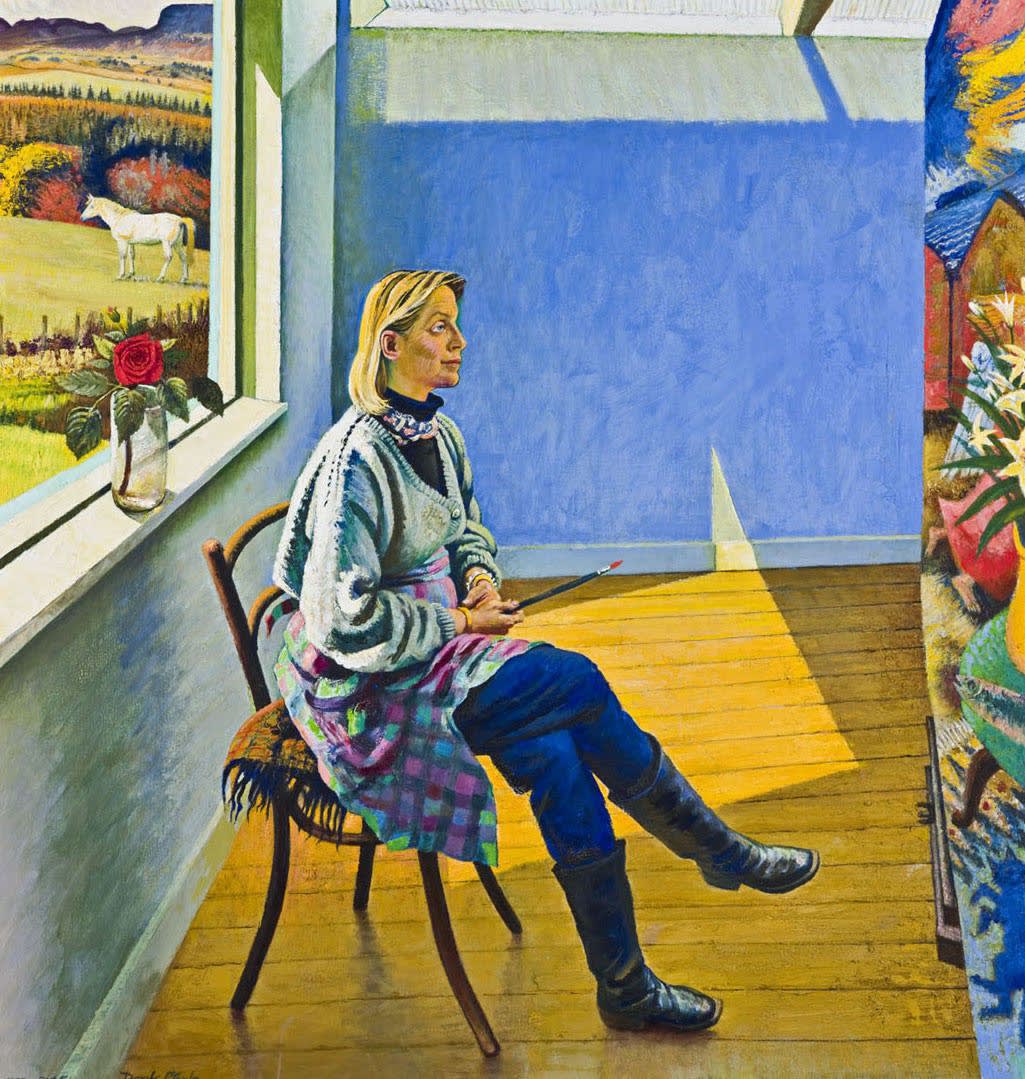 Derek Clarke MBE RSA (1912-2014), My Wife, Pat Semple, in the Studio Oil on canvas, 1997-2005, 106.7 x 101.6 cm RSA Diploma Collection (Deposited, 2006) 2006.025