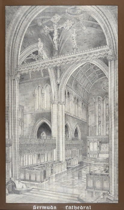 Harold Ogle Tarbolton RSA (1869-1947) Bermuda Cathedral architectural drawing, 1911, 101.0 x 57.7cm RSA Diploma Collection (Deposited, 1934) 1993.11