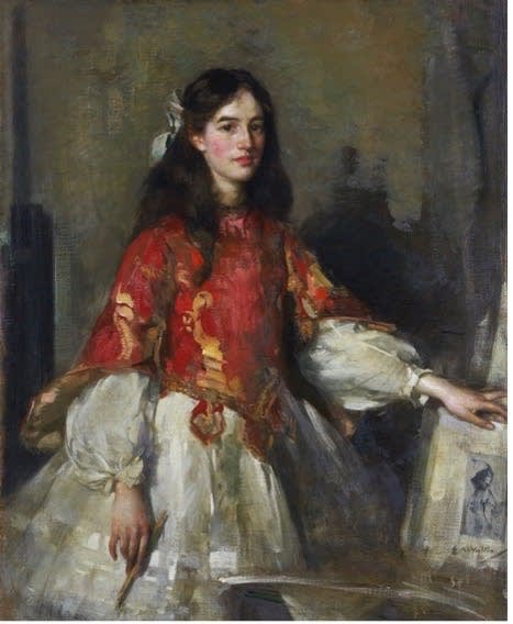 Edward Arthur Walton RSA (1860-1922) The Portfolio oil on canvas,1905, 118.7 x 96.1cm RSA Diploma Collection (Deposited, 1906) 1999.019