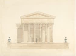 William Henry Playfair RSA (1789-1857) Surgeons' Hall, Edinburgh - front elevation pen and ink and wash on paper, around 1829-31, 43.0 x 58.0cm RSA Diploma Collection (Deposited 1836) 1993.224