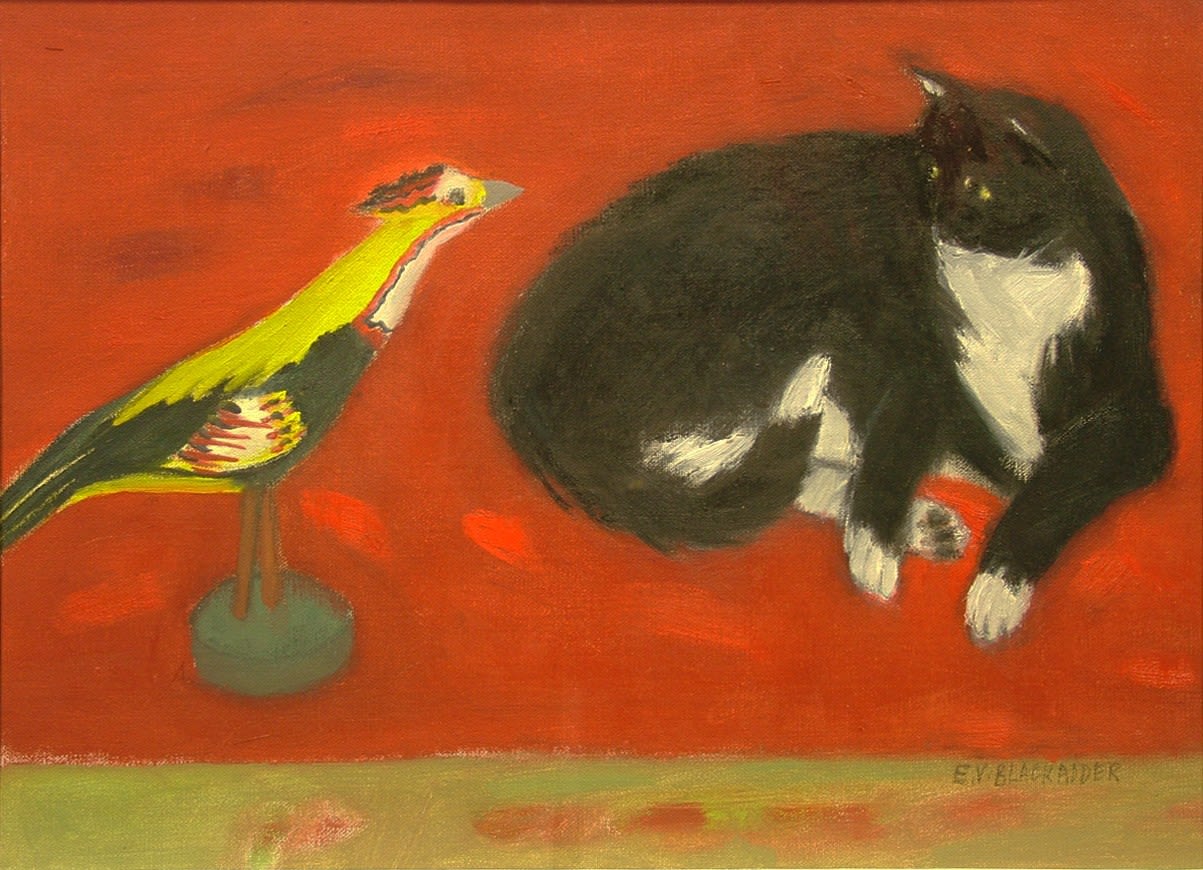 Elizabeth Blackadder RSA, Cat and Strange Bird