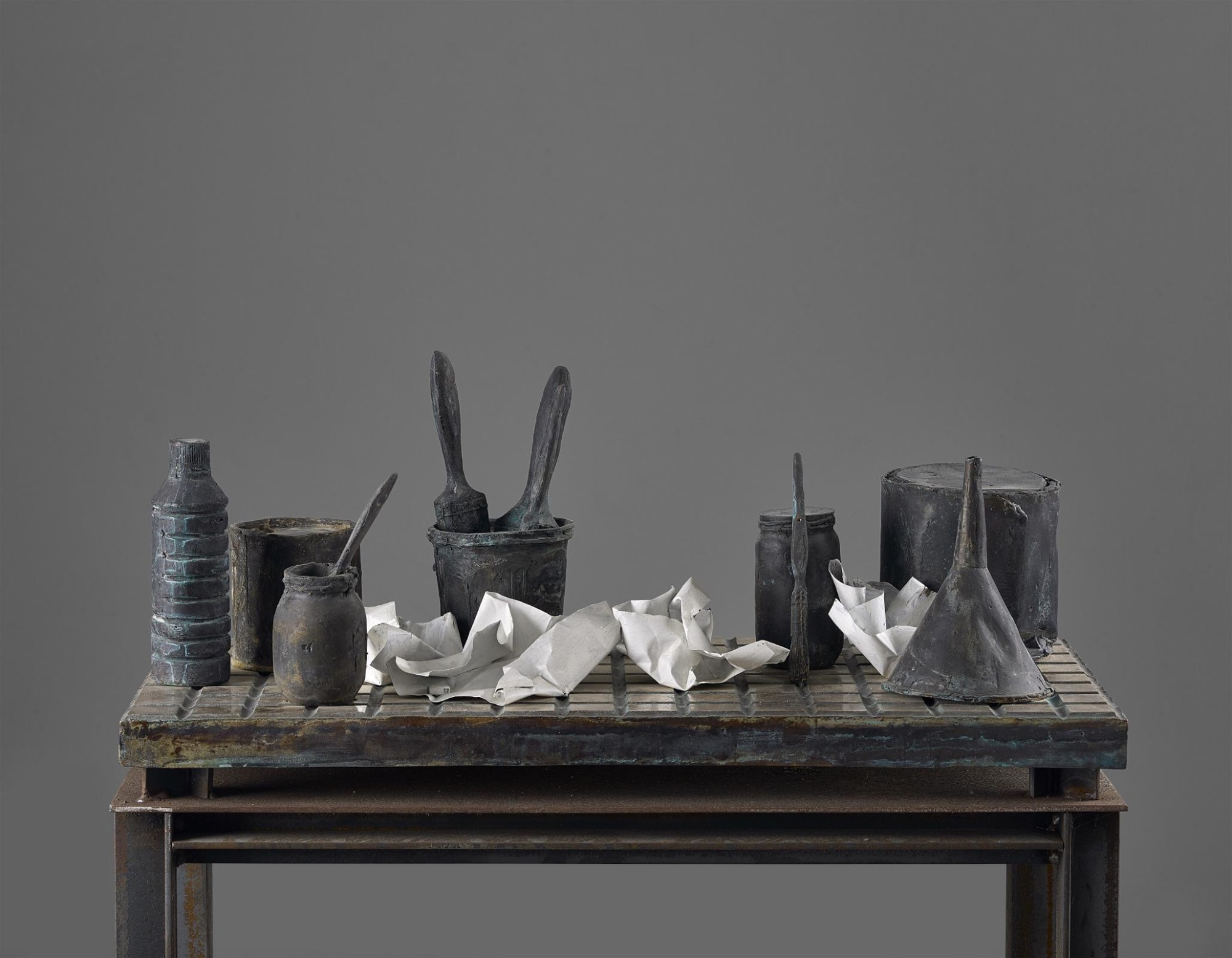 Andrew Kinghorn, Portrait of the Artist Abandoned by his Muse, bronze and copper sheet, 120 x 80 x 40 cm