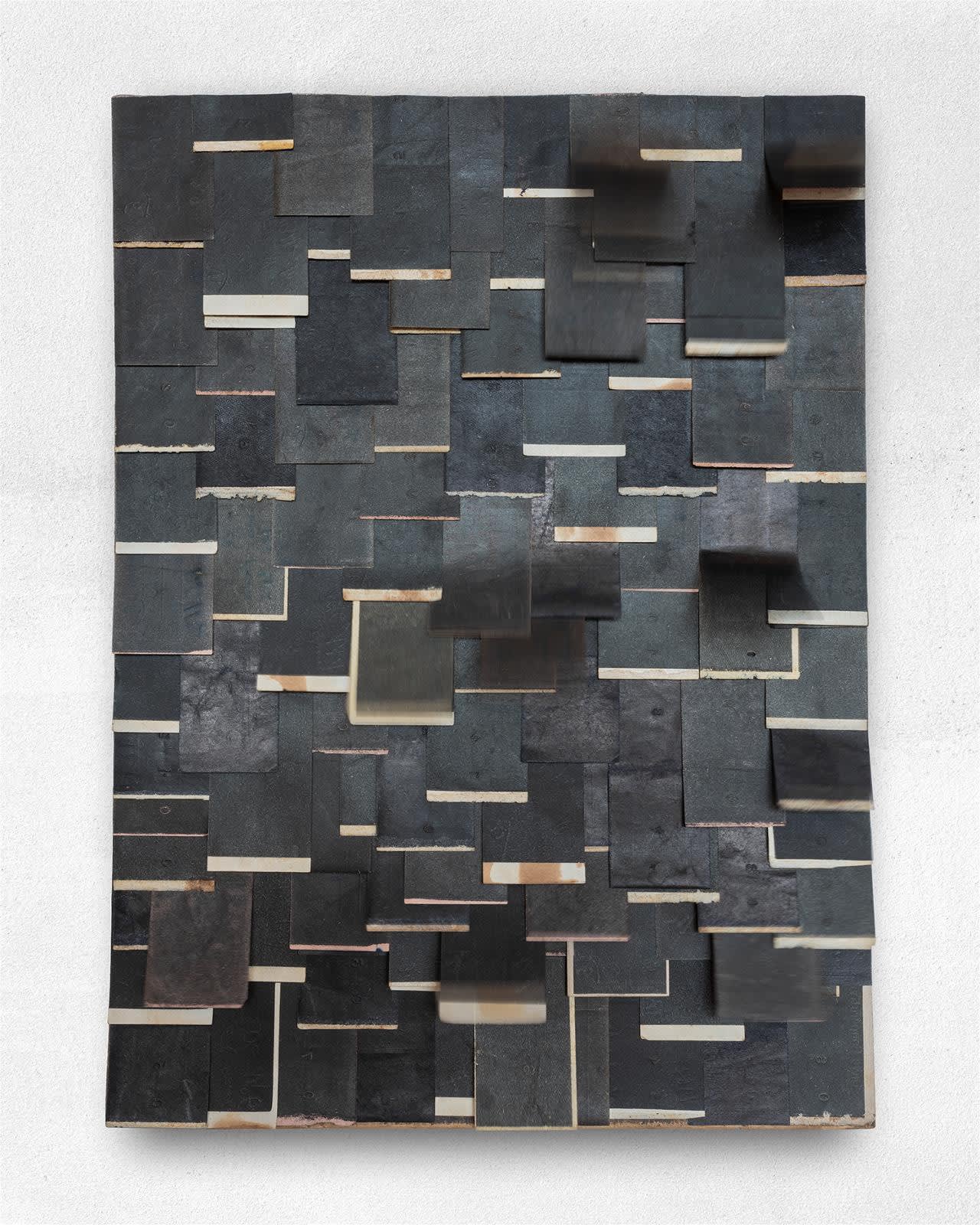 David Cass, Calving, canvas on reclaimed board, 130 x 72 x 7 cm