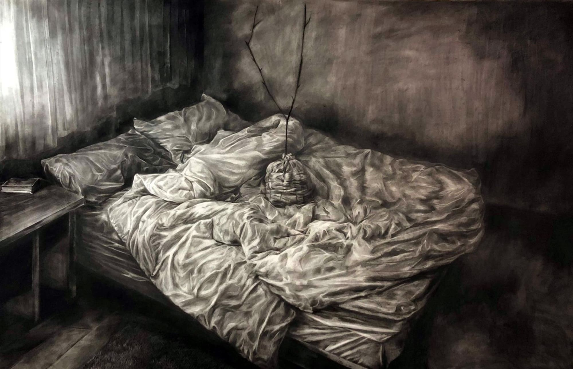 Zuzanna Salamon, My roots are thousands of miles away, charcoal, 150 x 250 cm