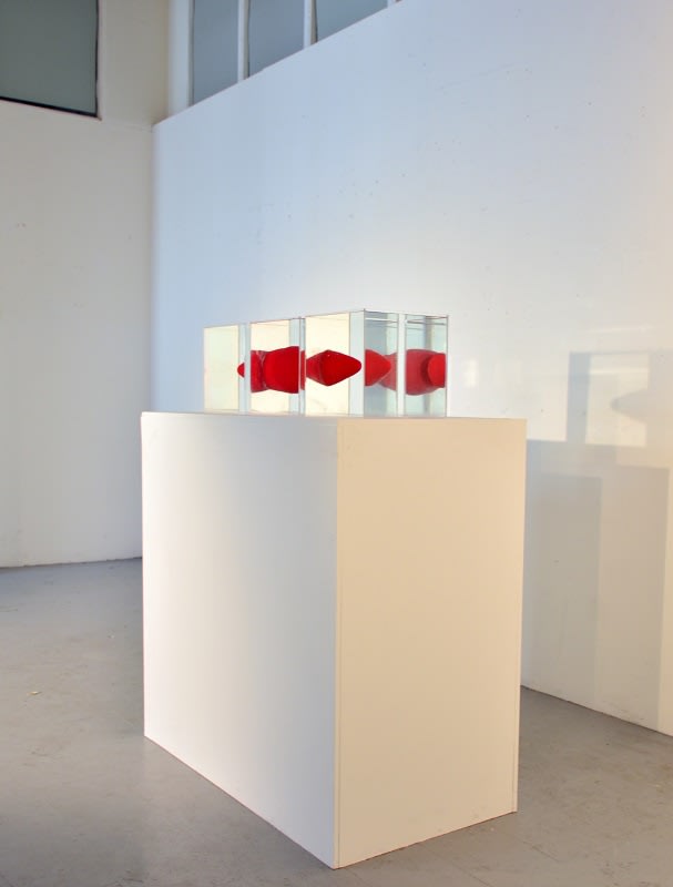 Matthew Rimmer, Triptych, 2018, polyester resin, acrylic and water, 70 x 20 x 20 cm, photo credit: Yi Yang Liu