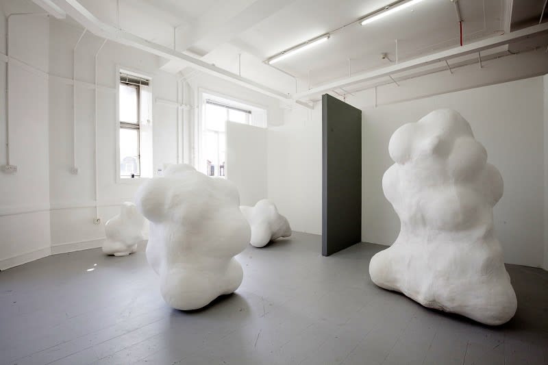 Natalie Morgan Klein, The Tangibles, 2018, plaster, modroc, stretch wrap, sponge, newsprint, polythene, cardboard, inflatables, photo credit: Declan Malone