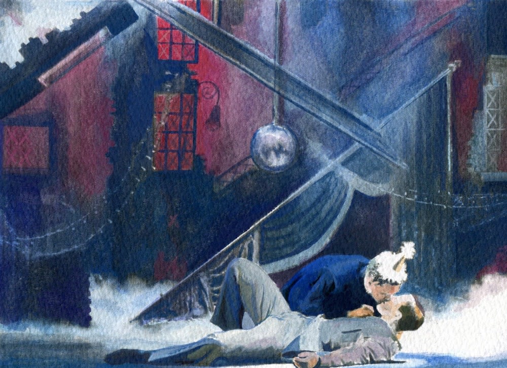 Alex Hayward, When he held me in his arms I forgot the past, gouache on Xerox print