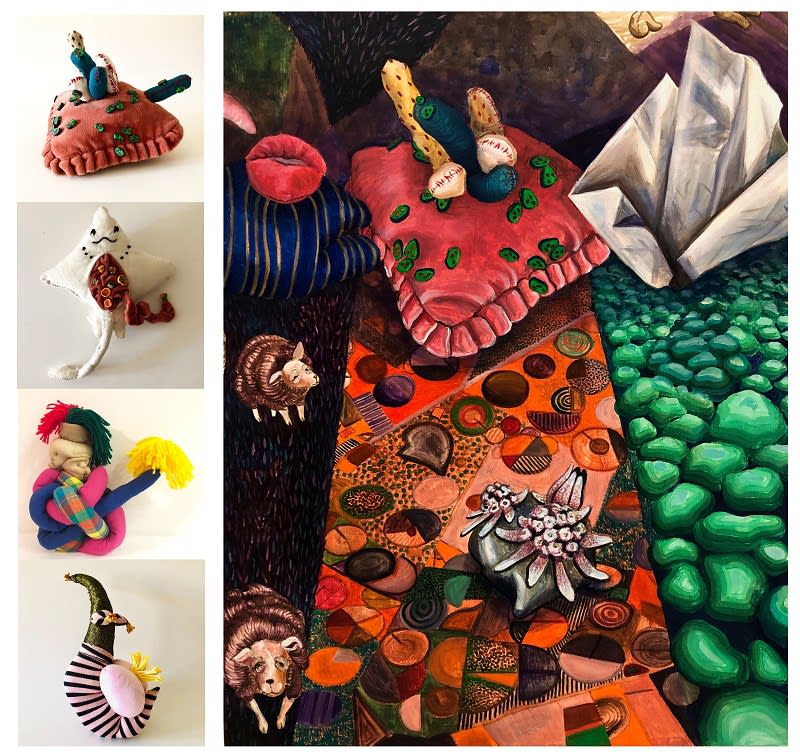 Leila Kleineidam, Front Lawns at Night (detail), oil on canvas, 2019