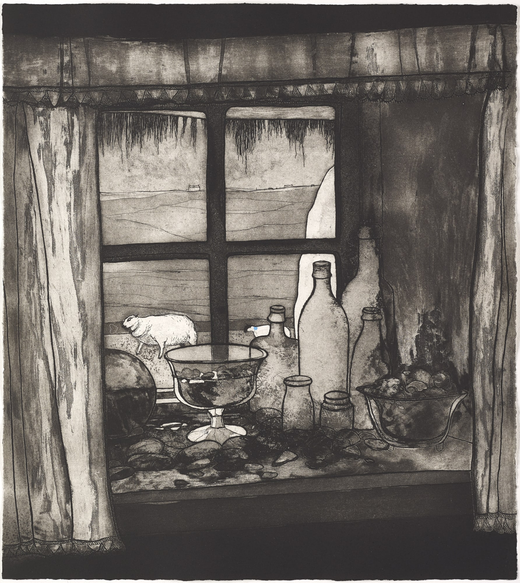 Frances Walker RSA, Tiree Window, etching, edition of 30