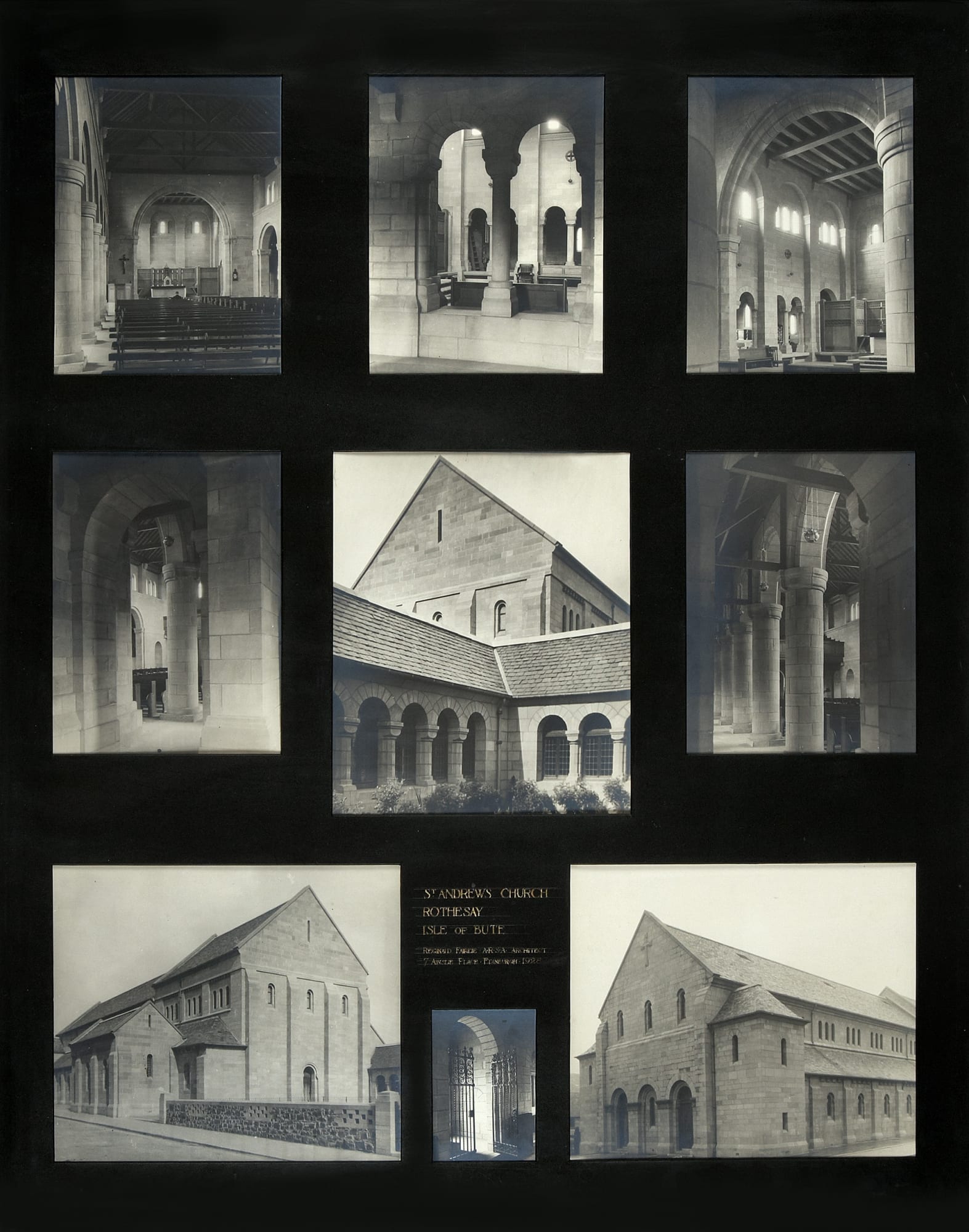 Reginald Fairlie RSA (1883-1952), St Andrews Church, Rothesay, Isle of Bute (x9 mounted photos) Photograph, 1928, 99.6 x 80 cm RSA Diploma Collection Deposit, 1993.111