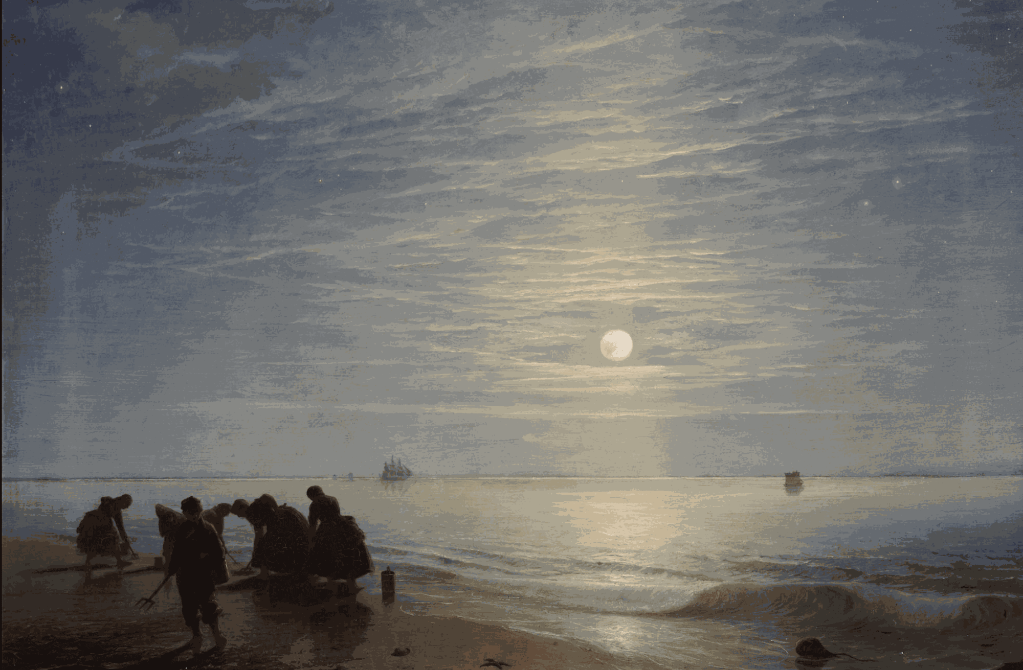 Charles Lees RSA (1800-80) The Summer Moon- Bait Gatherers Oil on canvas, 1858, 51.1x76.1cm RSA Diploma Collection (Deposited, 1860) 2000.023