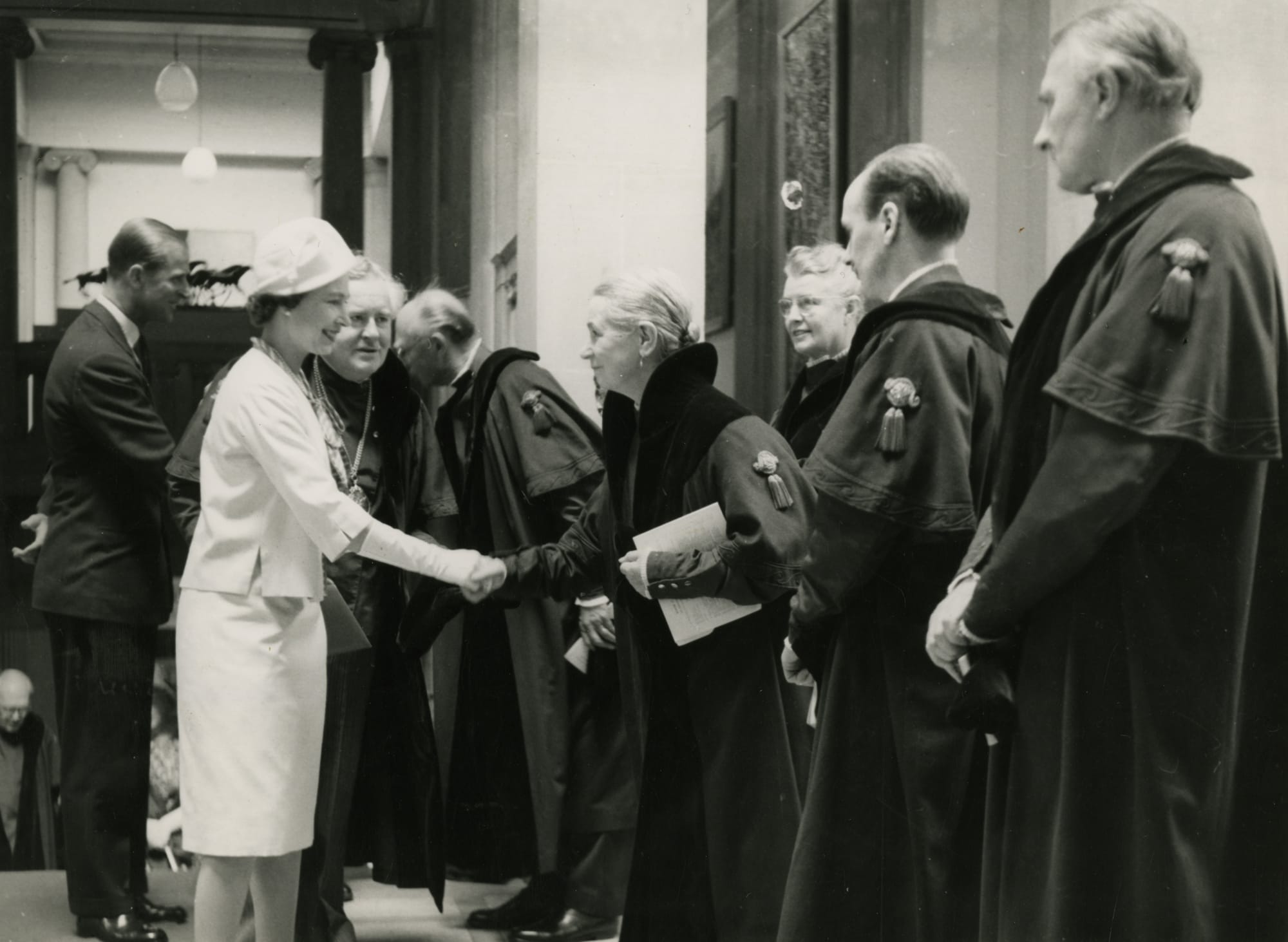 The Queen shakes hands with Anne Redpath RSA, 1961.