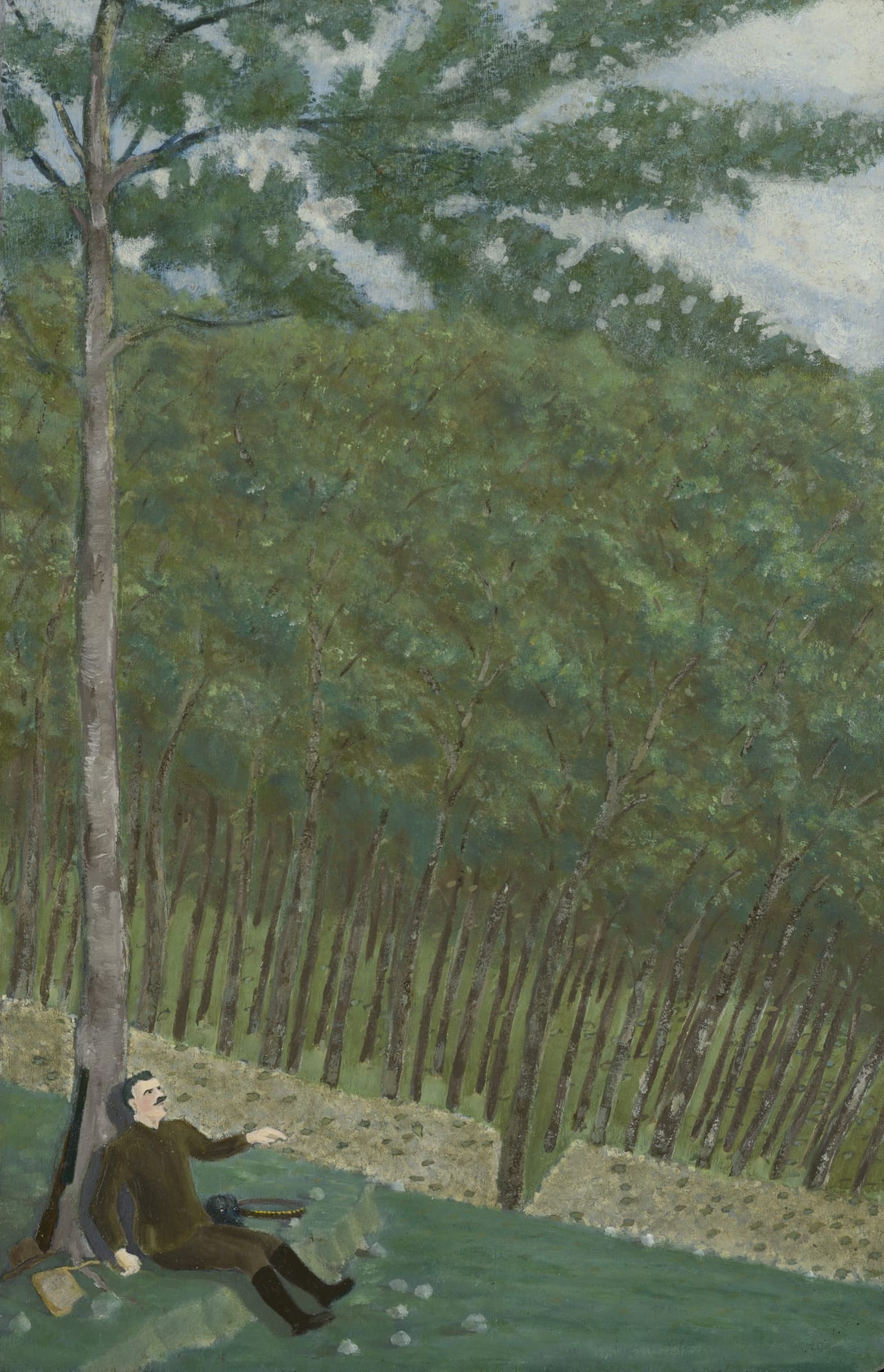 Louis-Auguste Déchelette Surpris par la pluie (première goutte), 1943 huile sur contreplaqué 46.7 x 30.2 cm