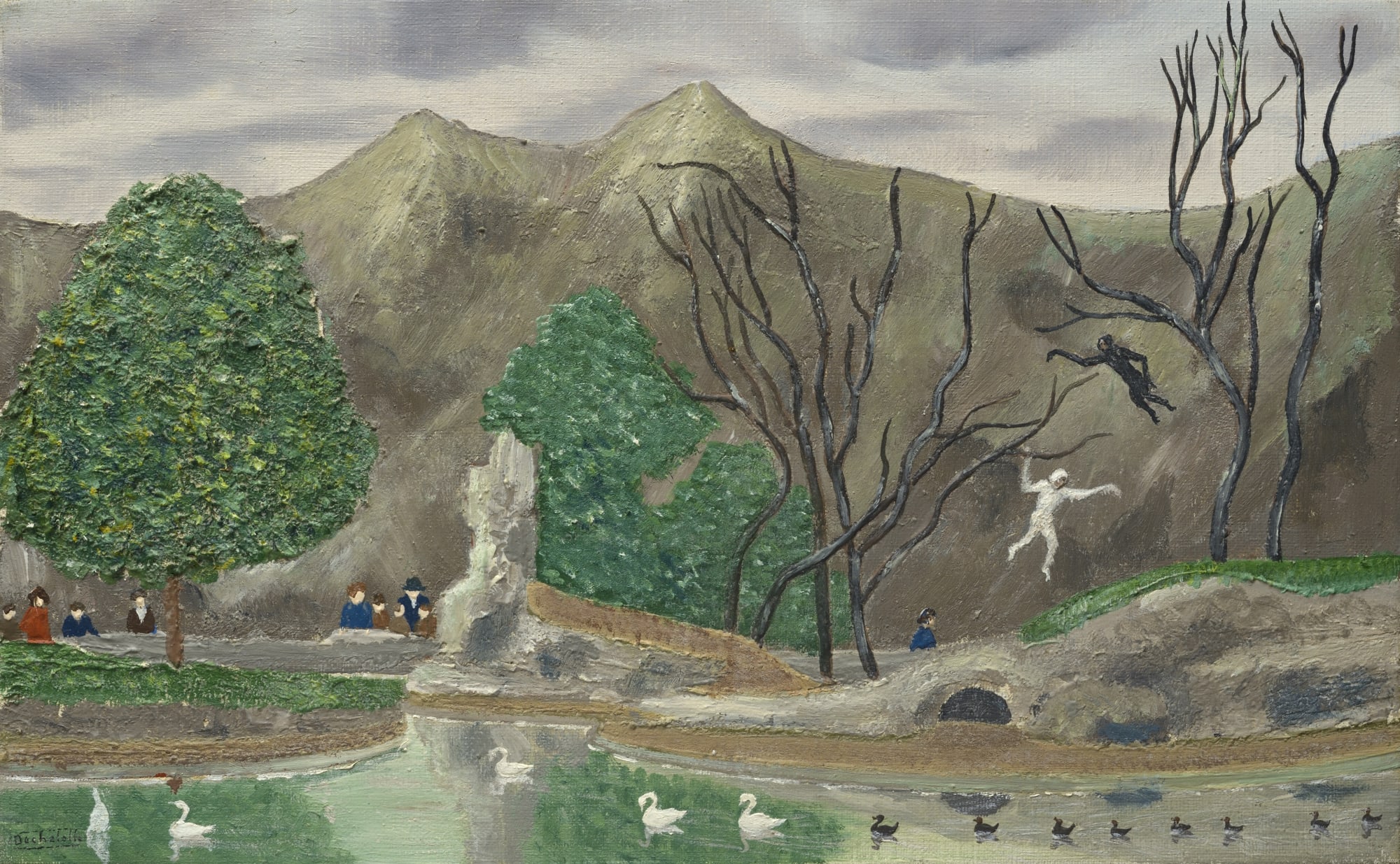 Louis-Auguste Déchelette Le Zoo (Les Gibbons), 1948 Huile sur toile 26.5 x 39.5 cm