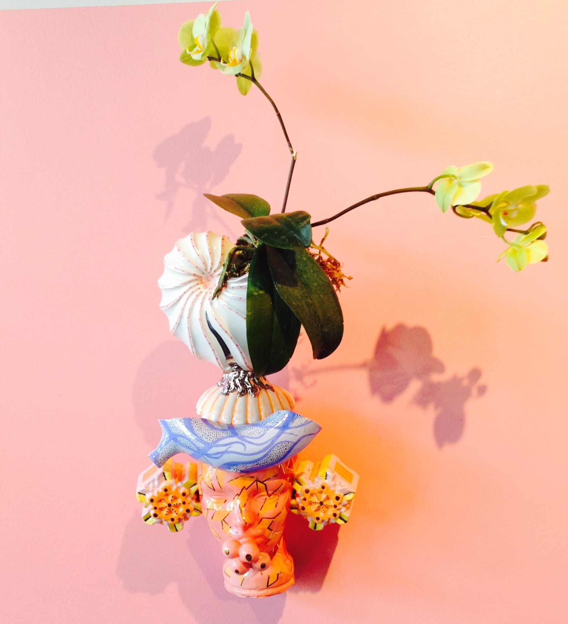 Nicolas Leiva Hanging Gardens of Babylon, 2014, Earthenware clay, gold, 17 x 12.5 x 8"