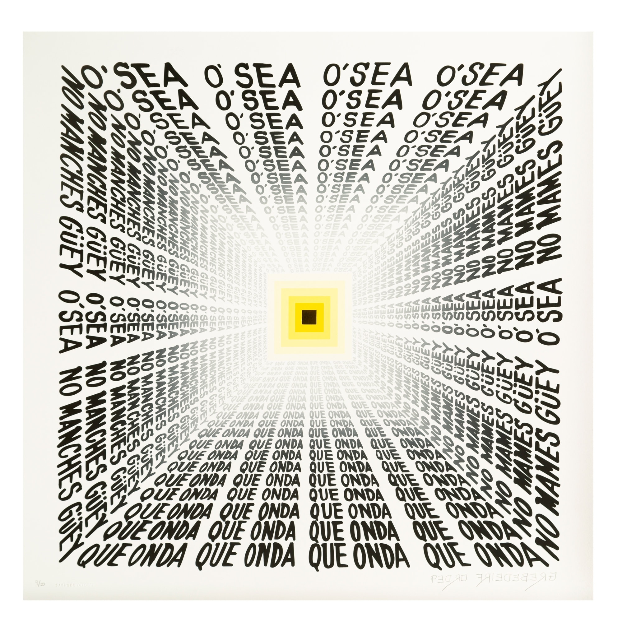 Pedro Friedeberg Escuchando en el metro, 2021 Serigraph and gold leaf 29.5 x 29.5 in 75 x 75 cm Edition of 50