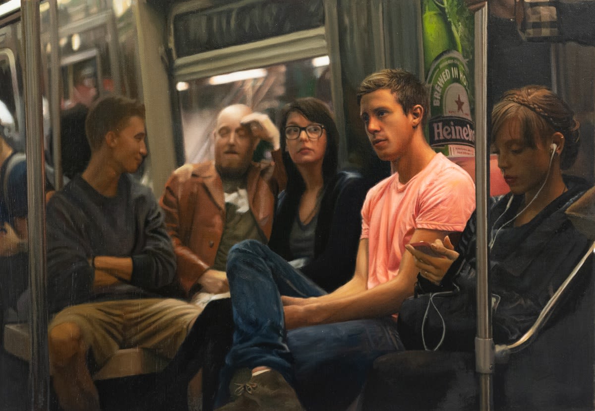 YIGAL OZERI - UNTITLED; A NEW YORK STORY - 2019 - OIL ON PAPER MOUNTED ON WOOD - 30 X 45 CM