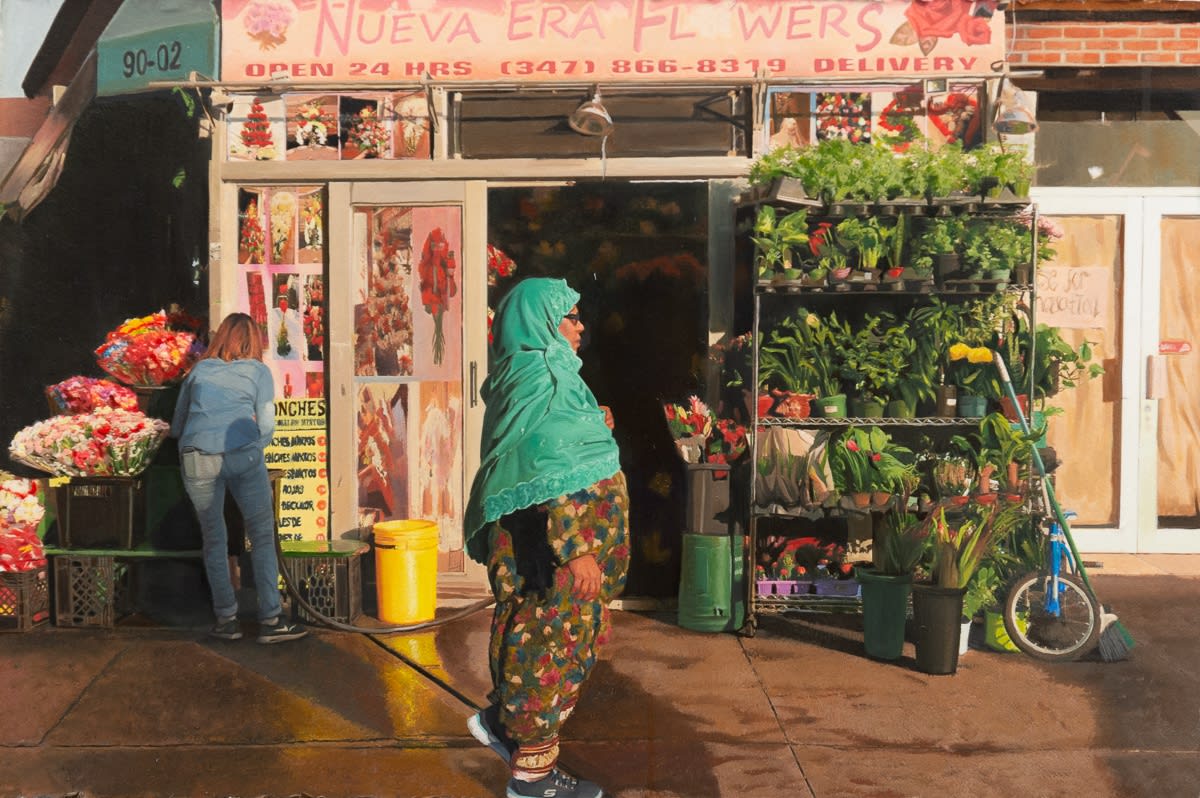 YIGAL OZERI - UNTITLED; A NEW YORK STORY - 2020 - OIL ON PAPER MOUNTED ON WOOD - 30 X 45 CM